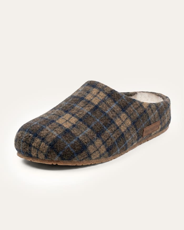 MEN'S WOOL PLAID CLOG SLIPPERS